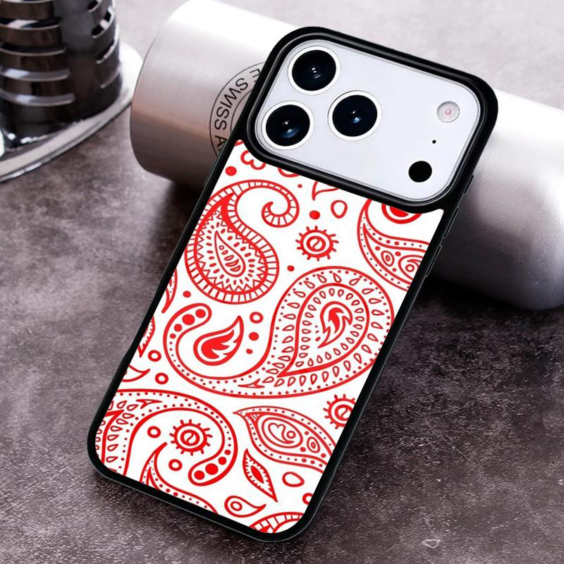 

Red Bandana Paisley Phone Case for iPhone 17 16 15 Pro Max Air 14 13 12 11 Plus Shockproof Capa Cover iPhone 15 Pro