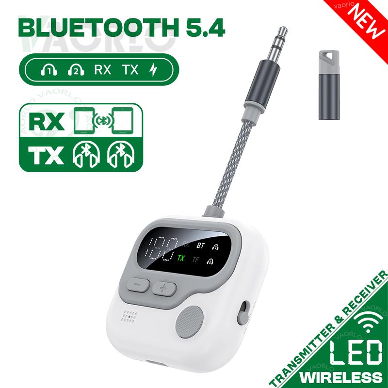 Bluetooth 5.4 Audio Transmitter Receiver Wireless Adapter 3.5MM AUX Support TF Card Play With MIC For Car Airplane TV PC Speaker Headphone