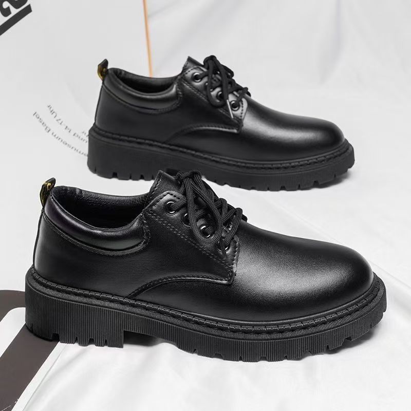 

Men s shoes high-end fashion Martin boots British dress business black leather shoes glossy heightening platform casual shoes 45 чёрный