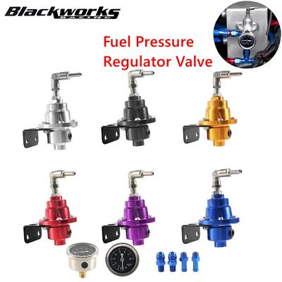 Universal Adjustable Fuel Pressure Regulator with Gauge Kit Vehicle Refitting Fuel Supercharger Regulating Valve 6 Colors