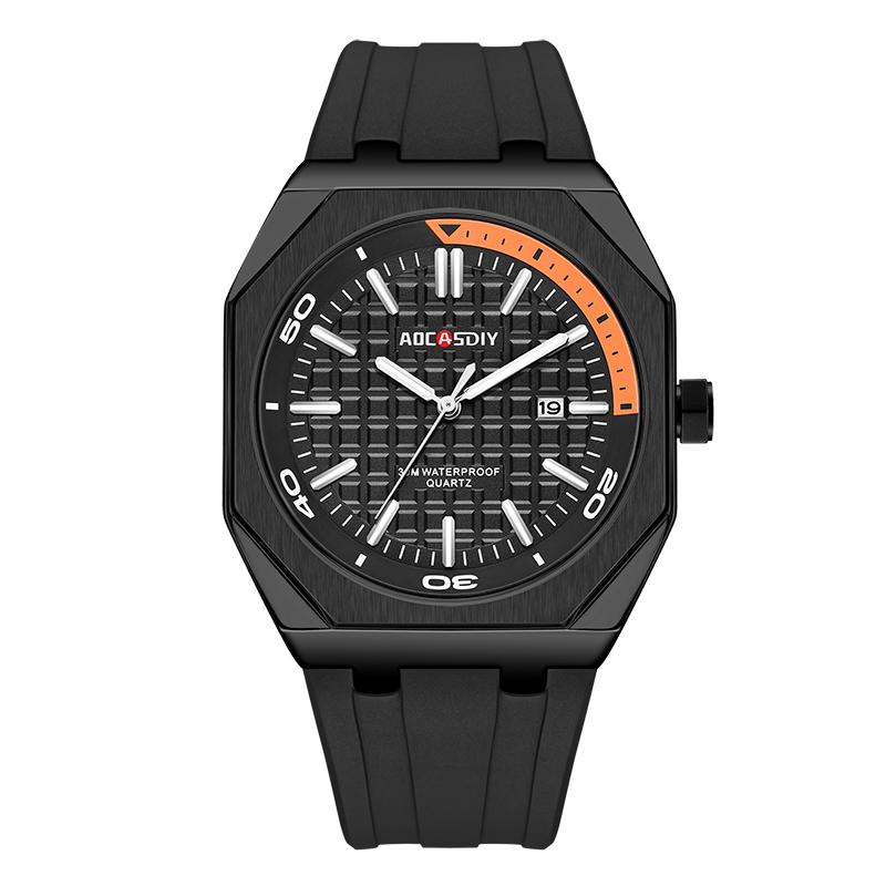 Aocasdiy Fashion Sport Watches for Men Silicone Strap Wristwatch Date Waterproof Chronograph Quartz Watch Men Clock reloj hombre