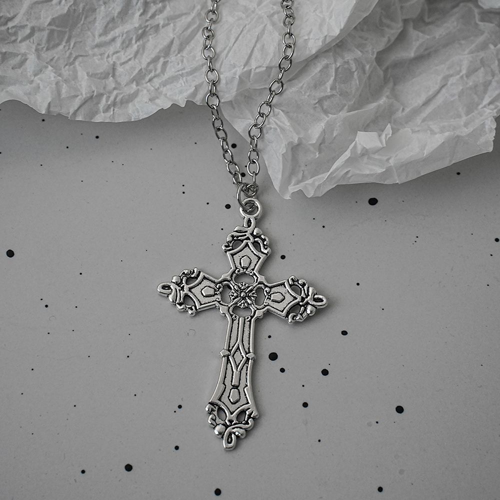 Gothic Punk Cross Skull Star Pendant Necklace for Men and Women Vintage Hip Hop Streetwear Jewelry