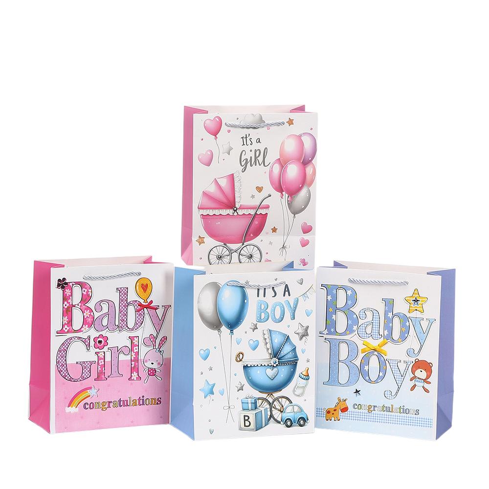 6/10pcs StoBag Baby Shower Party Paper Tote Bags Recyclable Gift Bags for Candy Cookies Gender Reveal Hospital Visitors