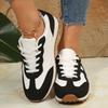 Fashion Women's Contrast Color Casual Sneakers Comfort Non Slip Soft Sole Walking Shoes Woman Fashion Black White Striped Flat Sneakers