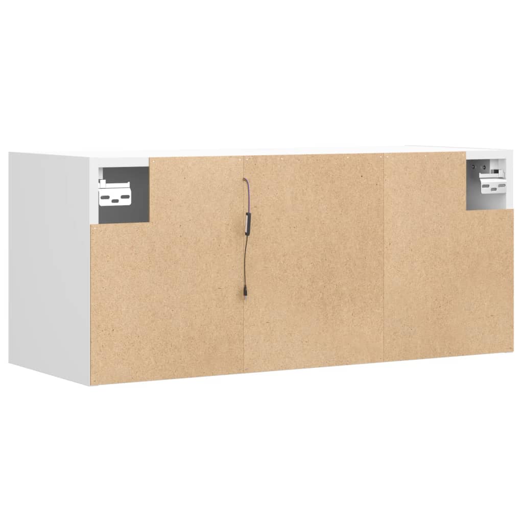 White Wall Mounted TV Cabinet with LED Lighting 80 x 31 x 35 cm