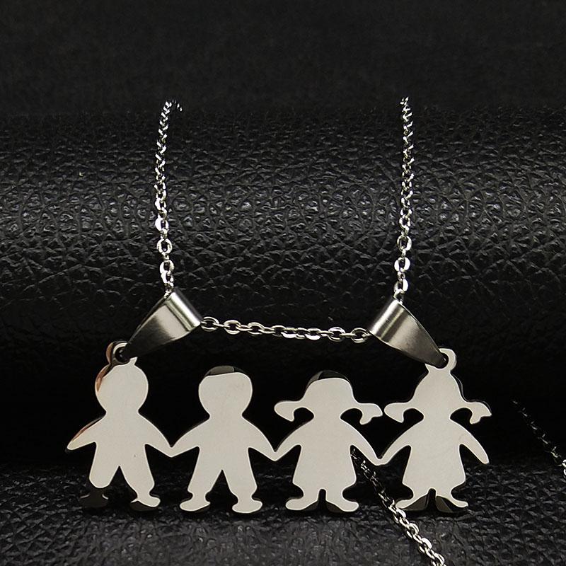 Collane Famiglia Ragazzi Ragazza Acciaio Inossidabile Collana Mama Ciondoli Per Donne Uomini Bambini Gioielli colares feminino masculino N535SR