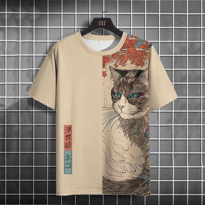 Vintage T-Shirt for Men Short Sleeve Ukiyoe Harajuku Print Tops Clothes Casual Tees Oversized Summer T-Shirt Male Sweatshirt