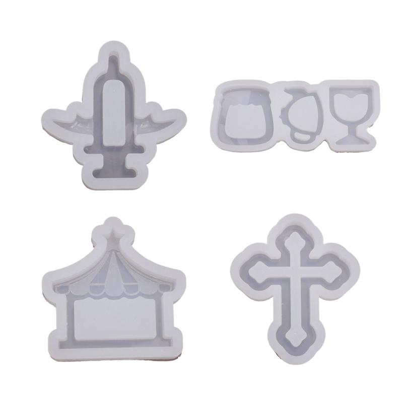 Crosses/Cup/Tent Silicone Mold Quicksand Casting Molds Epoxy Resin Shaker Mold for DIY Pendant Jewelry Decoration Making