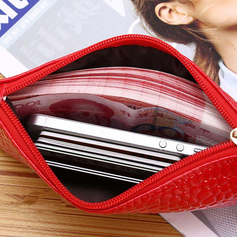 Crocodile Texture PU Phone Wallet Clutch Purse With Zipper Card Holder Makeup Pouch For Shopping Work And Daily Use Women