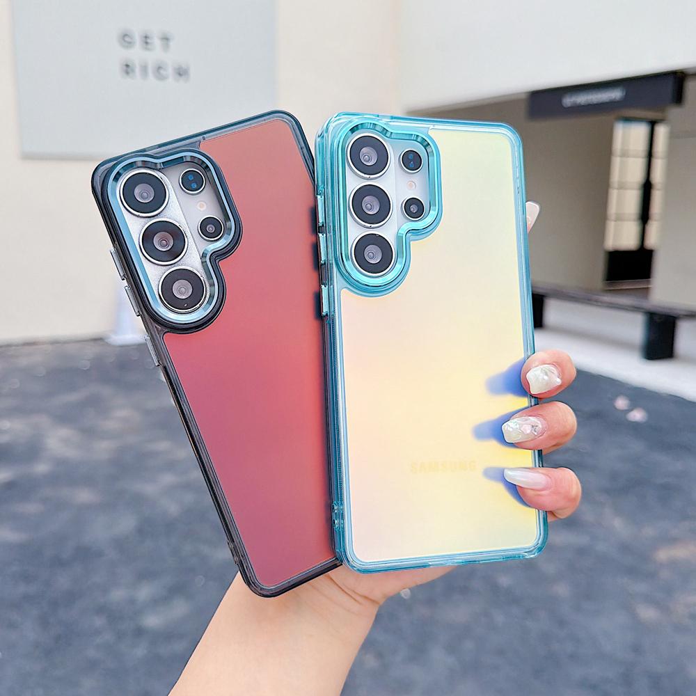 KEYSION Laser Gradient Colorful Phone Case for Samsung Galaxy S24 S25 S26 Ultra 5G S26+ S25 FE TPU+PC Shockproof Back Cover