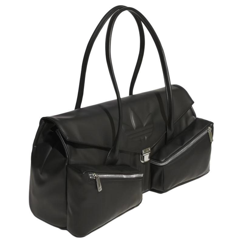 adidas Originals Polyurethane Long Handle Bag, Shoulder Bag Large Women's Black Adidas KC1418