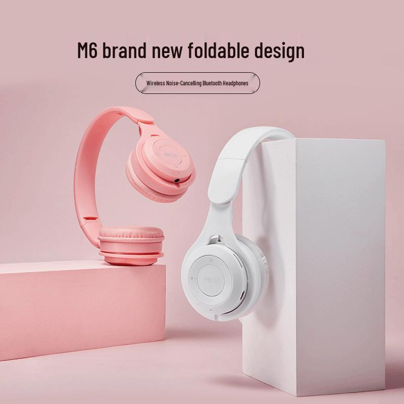 M6 Dual-Ear Foldable Bluetooth Gaming Headphones - Macaron Over-Ear Stereo Headset