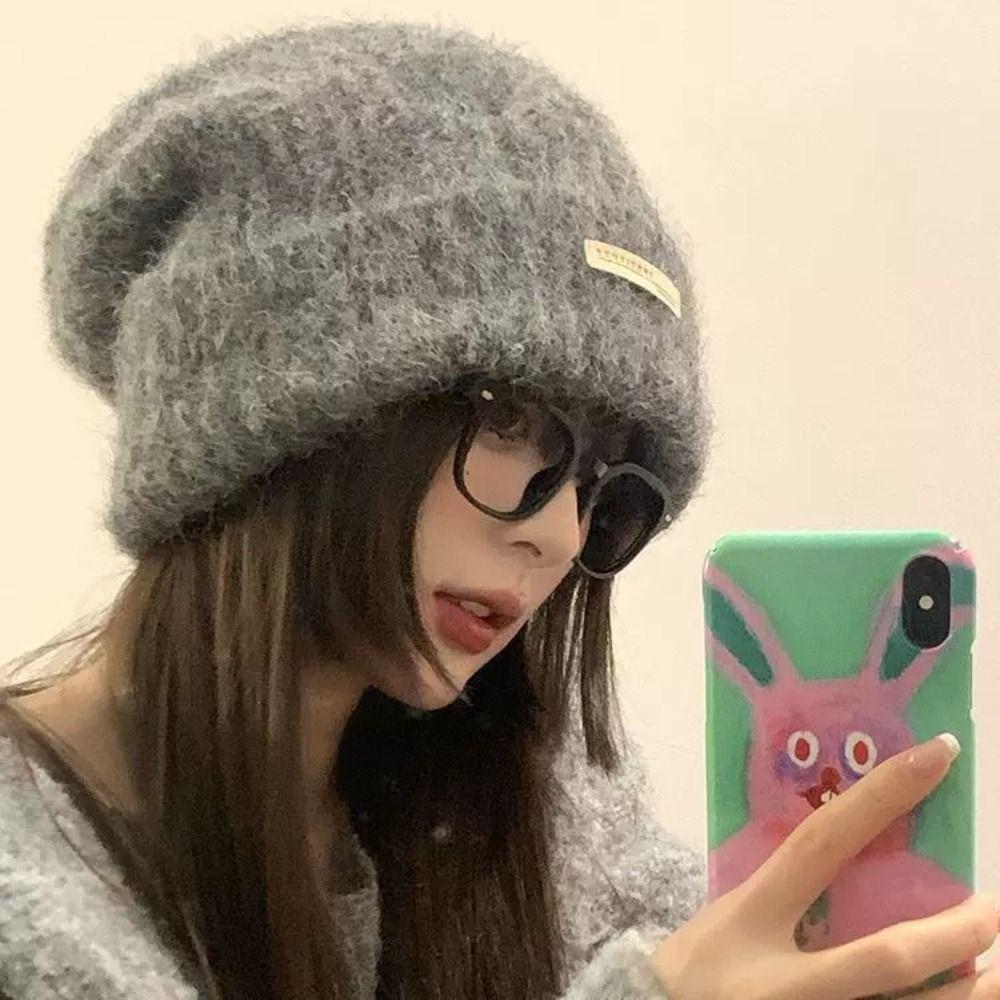 Ear Protection Wool Hat Solid Color Outdoor Hats New Knitted Cap  Winter