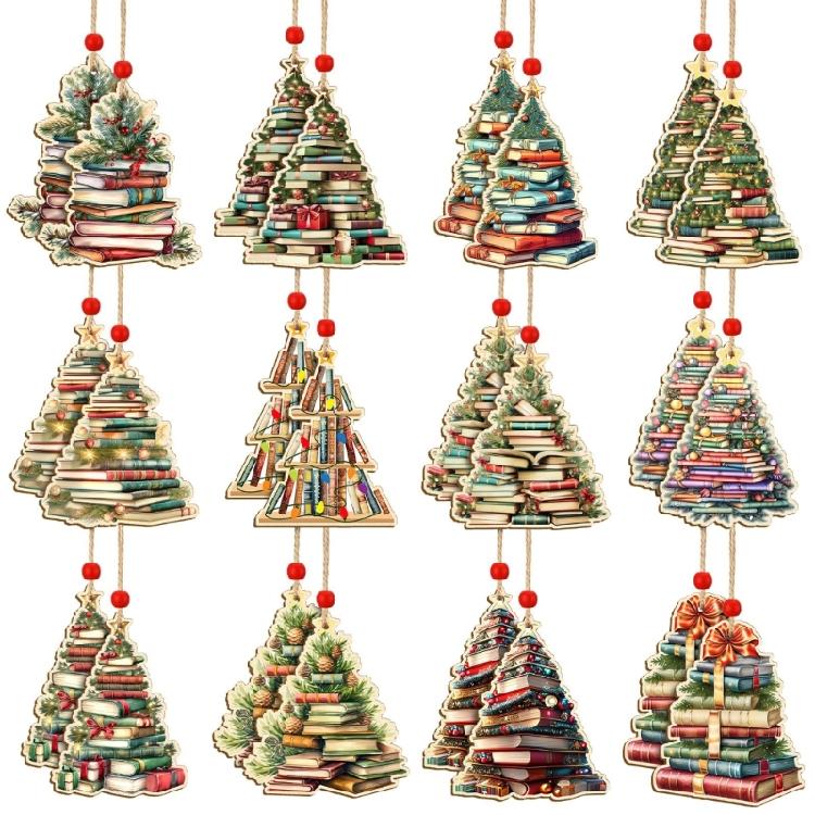 Natural Wood Christmas Hanging Decorations Vintage Inspires Carved Designs Pendant For Indoor Fireplaces Tree