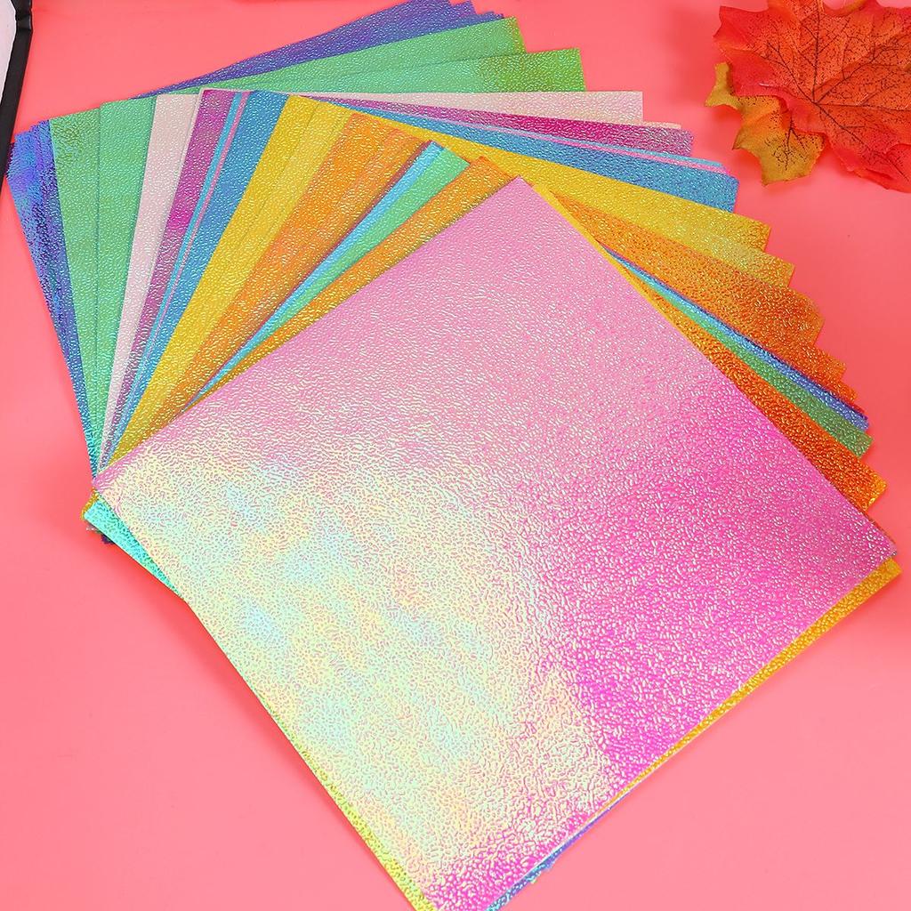50Pcs Iridescent Paper Square Shiny Origami Folding Paper Colors DIY Handcraft Paper for Paper Crane Paper Cut Arts Craft