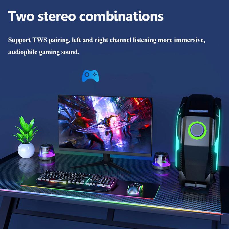 Mini Pocket Bluetooth Speaker Magnetic RGB Ambient Light Bluetooth SoundbarWireless TWS Stereo MP3 Music Player Support TF Card
