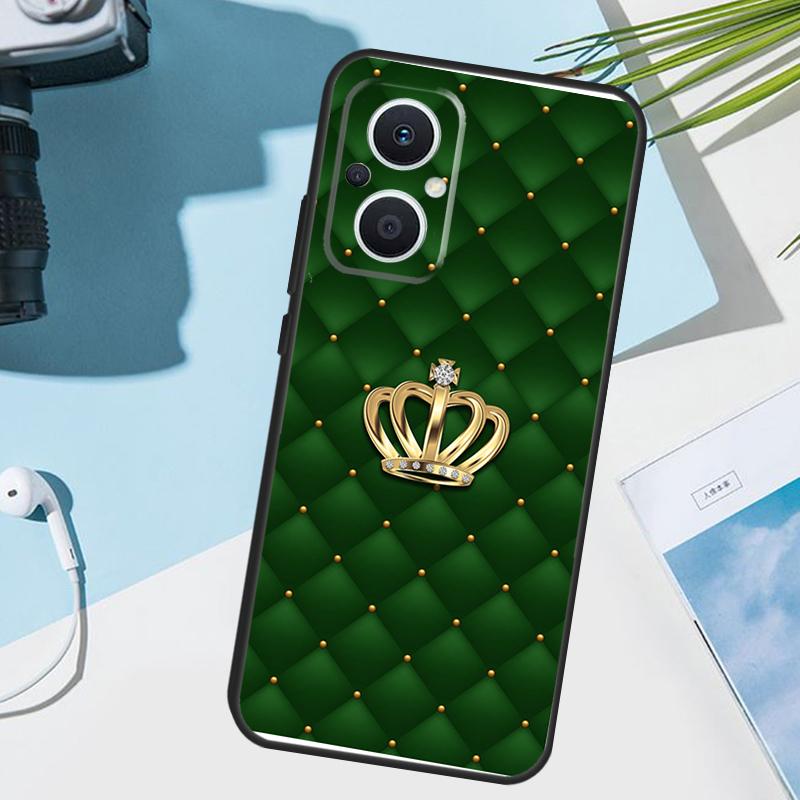 Quilted Texture Sofa Pattern Crown Case For OPPO Reno 11 12 13 13F 12F 11F 8T 7 8 10 Pro OPPO Find X8 Pro X6 X3 X5 Lite Cover