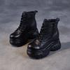 Herbst und Winter neue Plateau Martin Stiefel Damen Leder Britischer Stil klein retro braun Innenhöhe Erhöhung kurze Lederstiefel