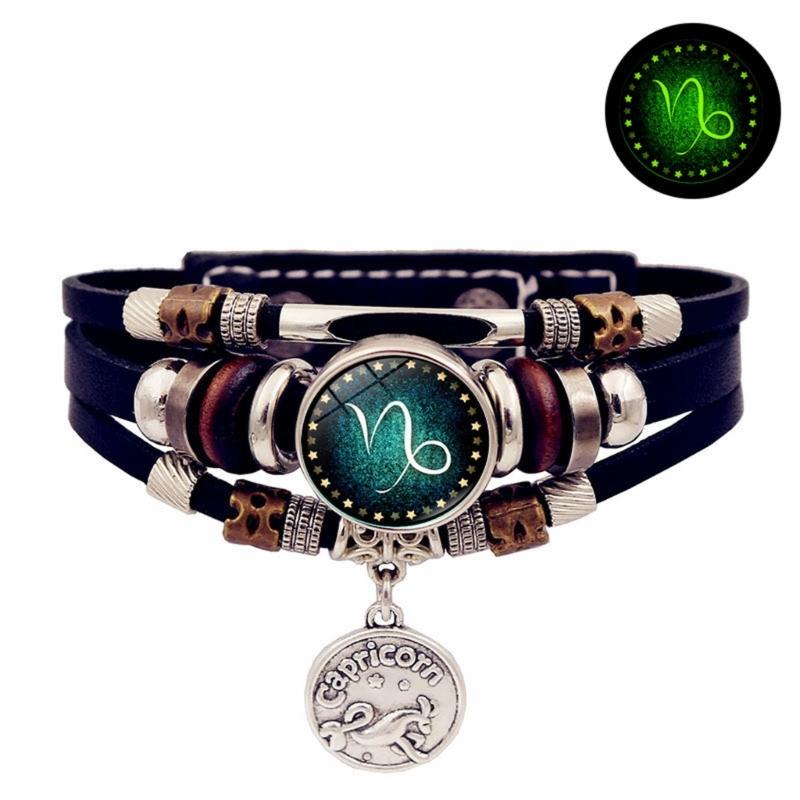 Lightweight Constellations Bracelet for Teens Handmade Zodiacs Charm Everyday Jewelry Synthetic Leather Wristband