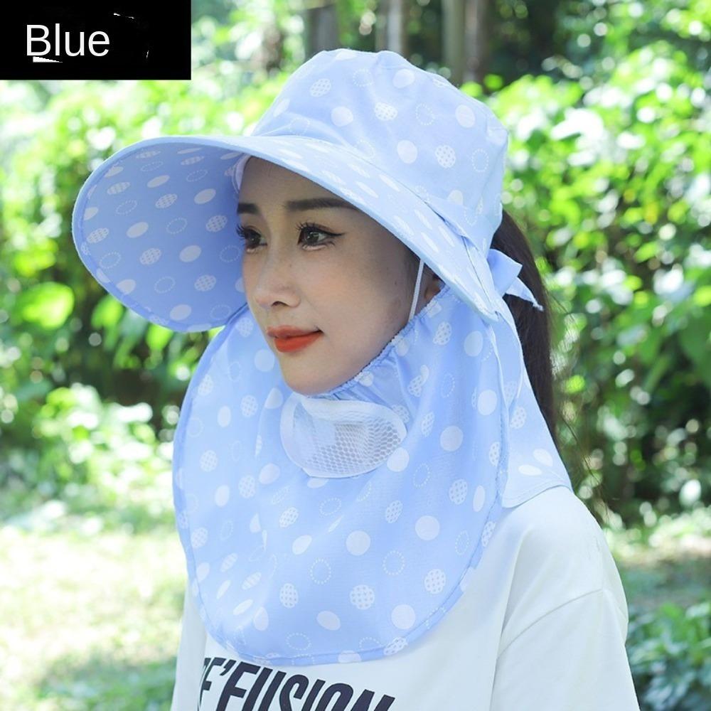Anti-UV Bucket Hat Face Neck Protection Women's Ponytail Hat New Beach Cap  Outdoor Sports