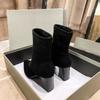 High heels women's autumn and winter pointed knitted women's short boots black heel medium tube elastic Martin boots suede women's socks boots versa
