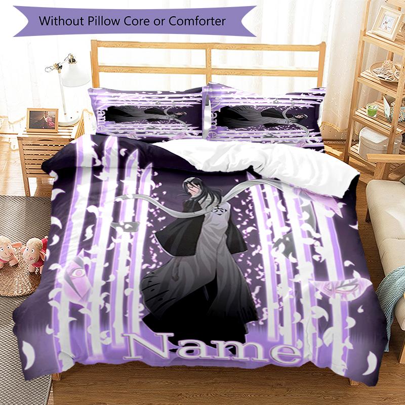 3pcs Custom Name Byakuya Kuchiki Bedding Set Duvet Cover Closure Includes 1 Duvet Cover & 2 Pillowcases for All Seasons Bedroom Decor