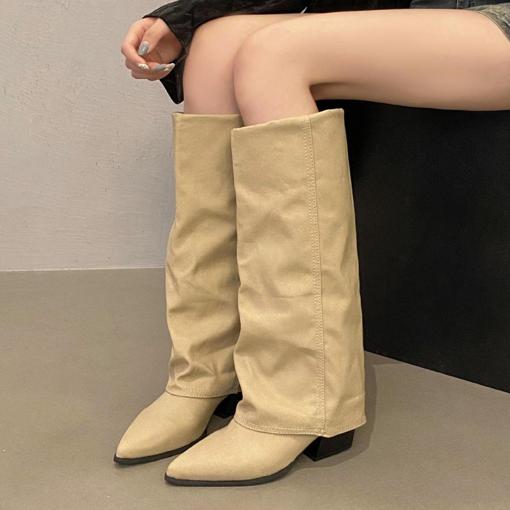 Autumn and Winter New Boots, Long Boots, Trouser Boots, Women's Pointed Head Style, European and American Temperament 2025 Long Tube, Thin But Knigh