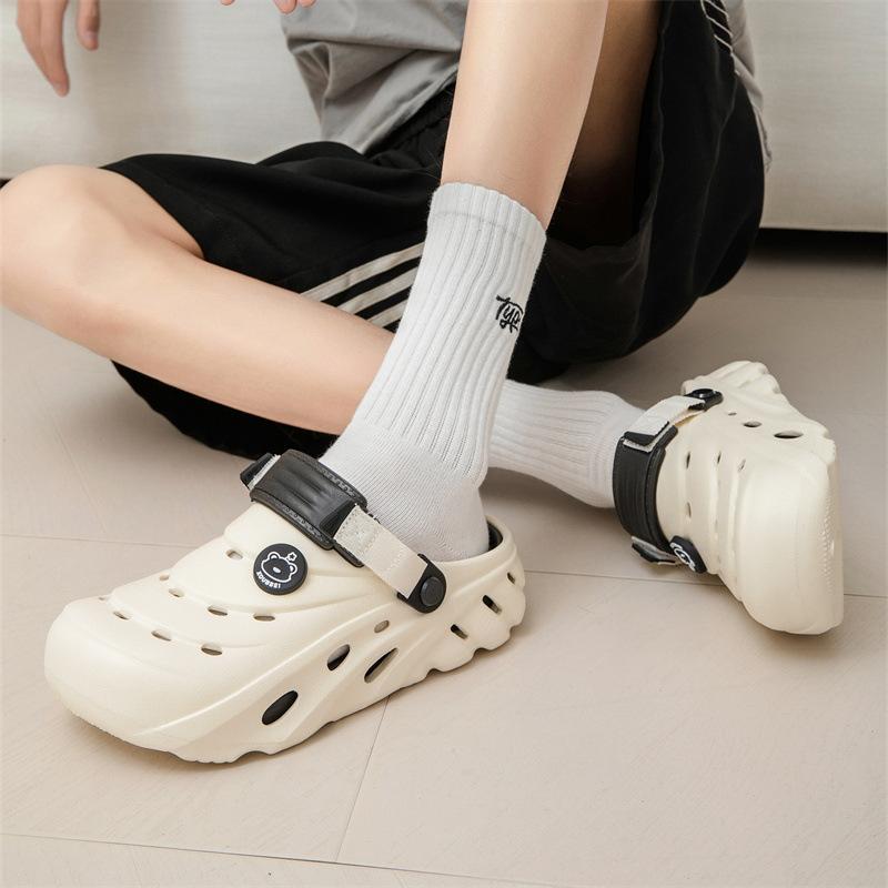 

women s summer thick soles increase in height, wear-resistant and non-slip bag head drag EVA external wear deodorant hollow stepping on shit sandals 35/36