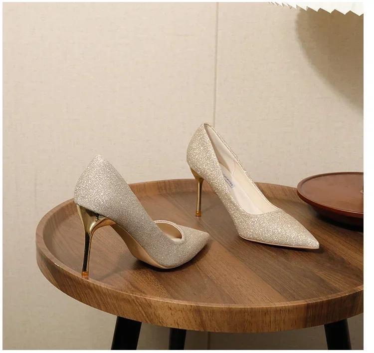 2025 High Heels 34-42 Plus Size Women Shoes Thin Stiletto Banquet Wedding Shoes Sexy Pointed Toe Ladies Party Shoes