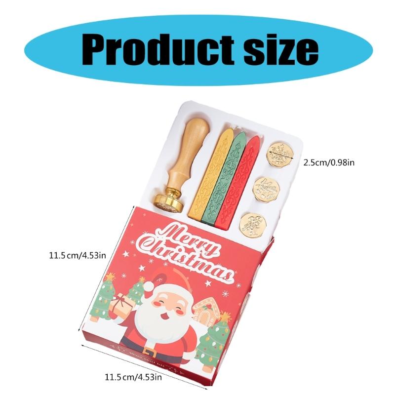 Christmas Holiday Seal Stamp Set for Wedding Christmas Valentines, With Wood Handle, Replaceable Stamp Head, Seal Sticks