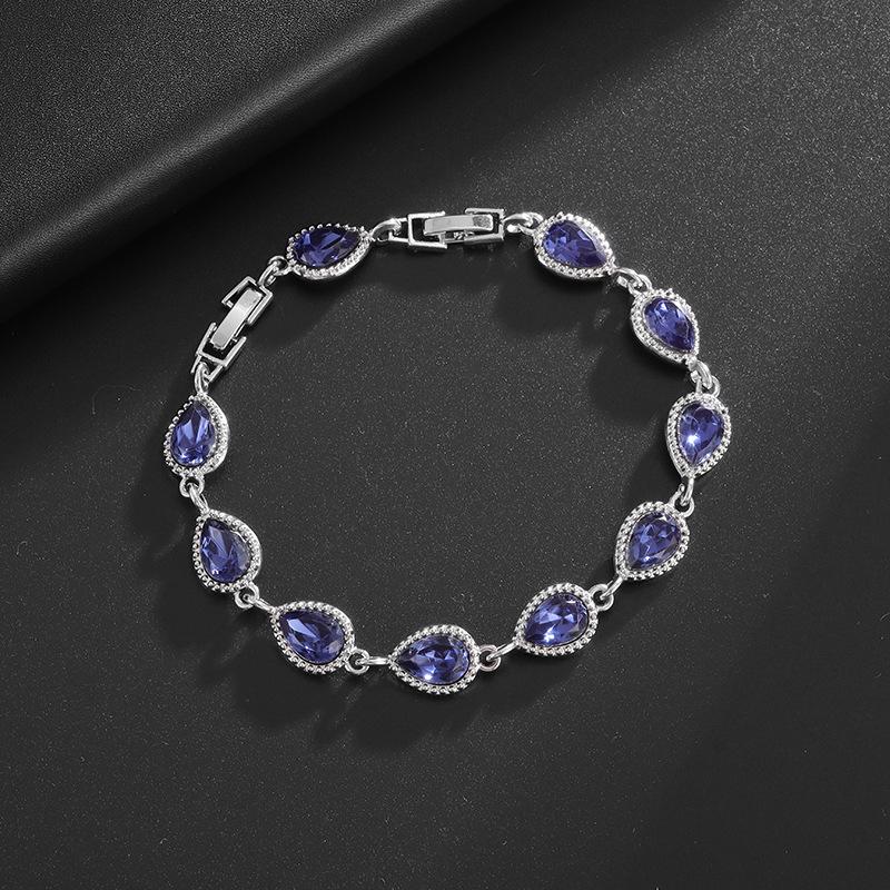 Fashion Trend Women's Simple Inlaid Rainbow Gemstone Bracelet Light Luxury High-end Hand Jewelry