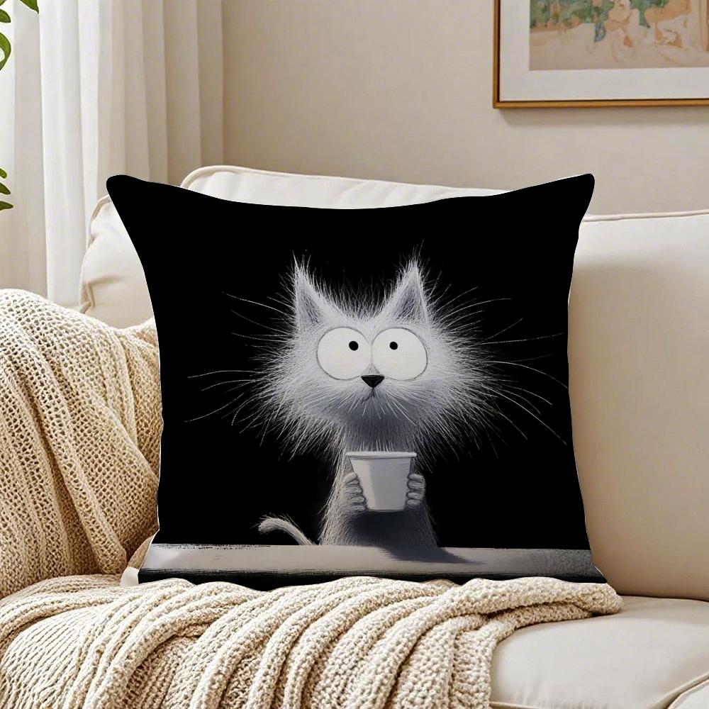 Simple Cartoon Furry Cat Pattern Cushion Cover Pillowcase Antidustmite living Room Sofa Decor Cushion Room