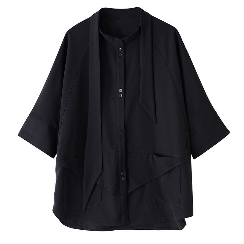Summer 2026 Dark Style Versatile Casual Plus Size Women's Shirt - Loose, Slimming, Fashionable Top