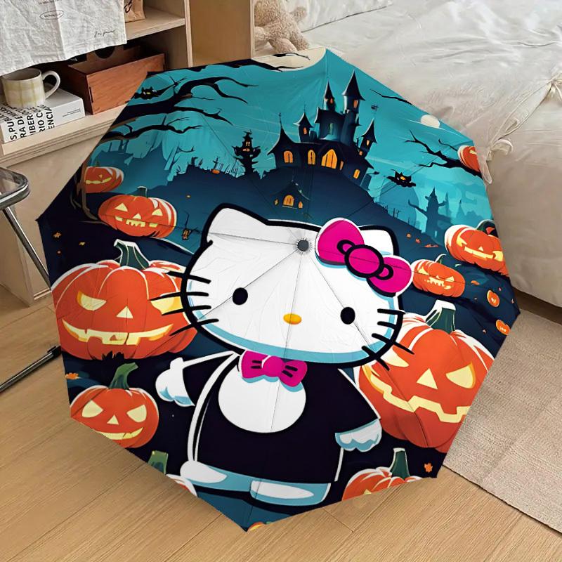 1PC Halloween Hello Kitty Automatic Folding Umbrella | Vibrant Motif & Compact Design for Everyoneyy250930056