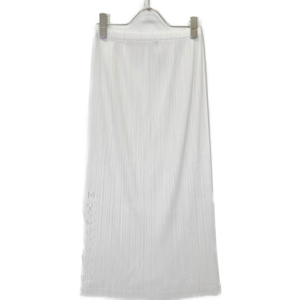 PLEATS PLEASE 19Stainless Steel PP91-JG763 White Cutwork Slit Pleated Skirt Skirt 3 whiteUsed