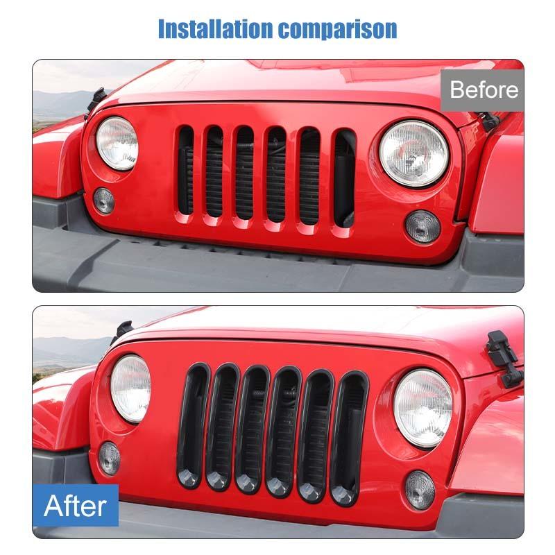 Car Headlight Lamp Circle Grille Front Turn Signal Light Circle Decoration Cover Stickers For Jeep Wrangler JK 2007-2017 Exterior Accessories