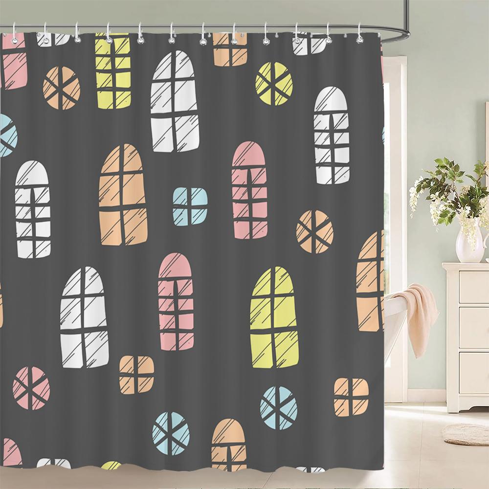 Bathroom Shower Curtain Nordic Cartoon Ocean Anchor Style Printed Polyester Fabric Shower Curtain With Hooks Decoration Curtain
