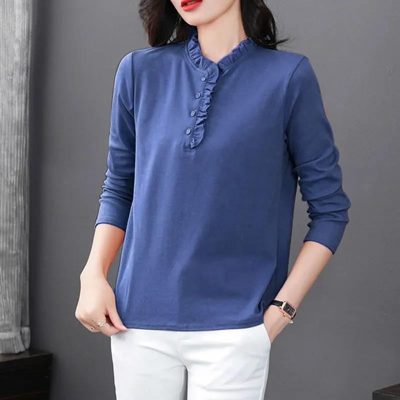 Long-sleeved T-shirt For Women 2024 Spring New Style Middle-aged Women's Loose Large Size Tops And Bottoming Shirts
