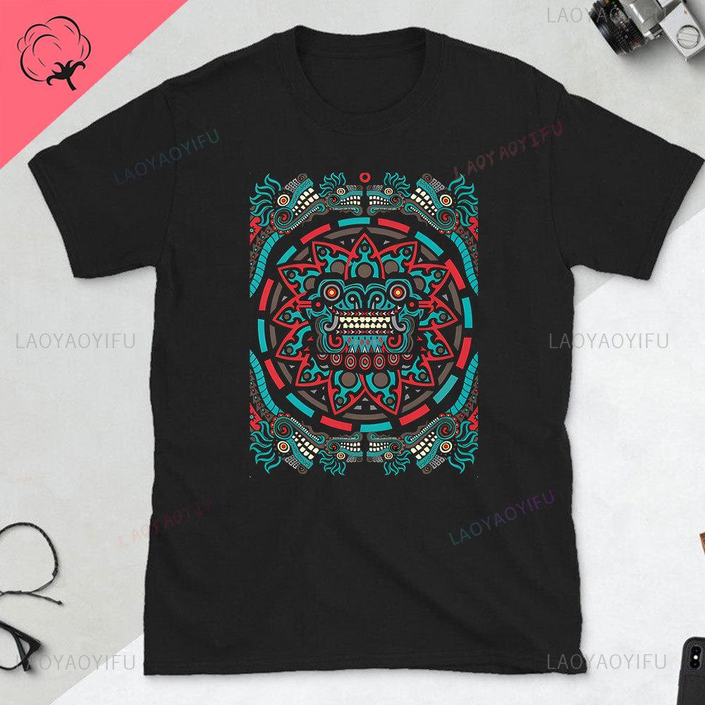 Quetzalcoatl Mexican Tshirt Aztec Art Print Aztec Tee Mexican Shirt Men Mexico Cotton Shirts Mexican Themed Gifts Mexicanas Tops