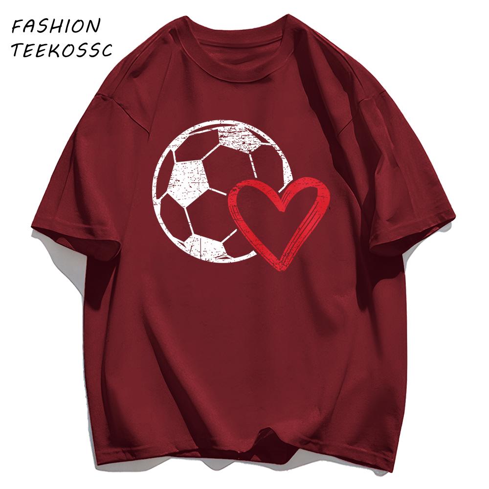 Hollow Out Football Heart Design Print TShirt Men Cotton Crewneck T Shirts Summer Loose Clothes Multicolor Trendy Short Sleeve