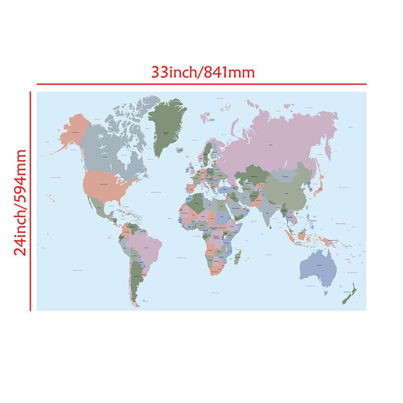 Grande Poster Mappa del Mondo Arte da Parete per Decorazione Aula e Ufficio di Casa, Mappa Politica del Mondo Dettagliata Aggiornata al 2026 per Viaggi e Uso Educativo