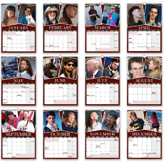// World’s Greatest Mullets - 2026 Wall Calendar - A4 Size (210mm X 297mm)
