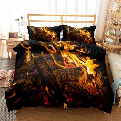 Charcoal Fire Duvet Cover Set King Queen Double Full Twin Single Size Bed Linen Set