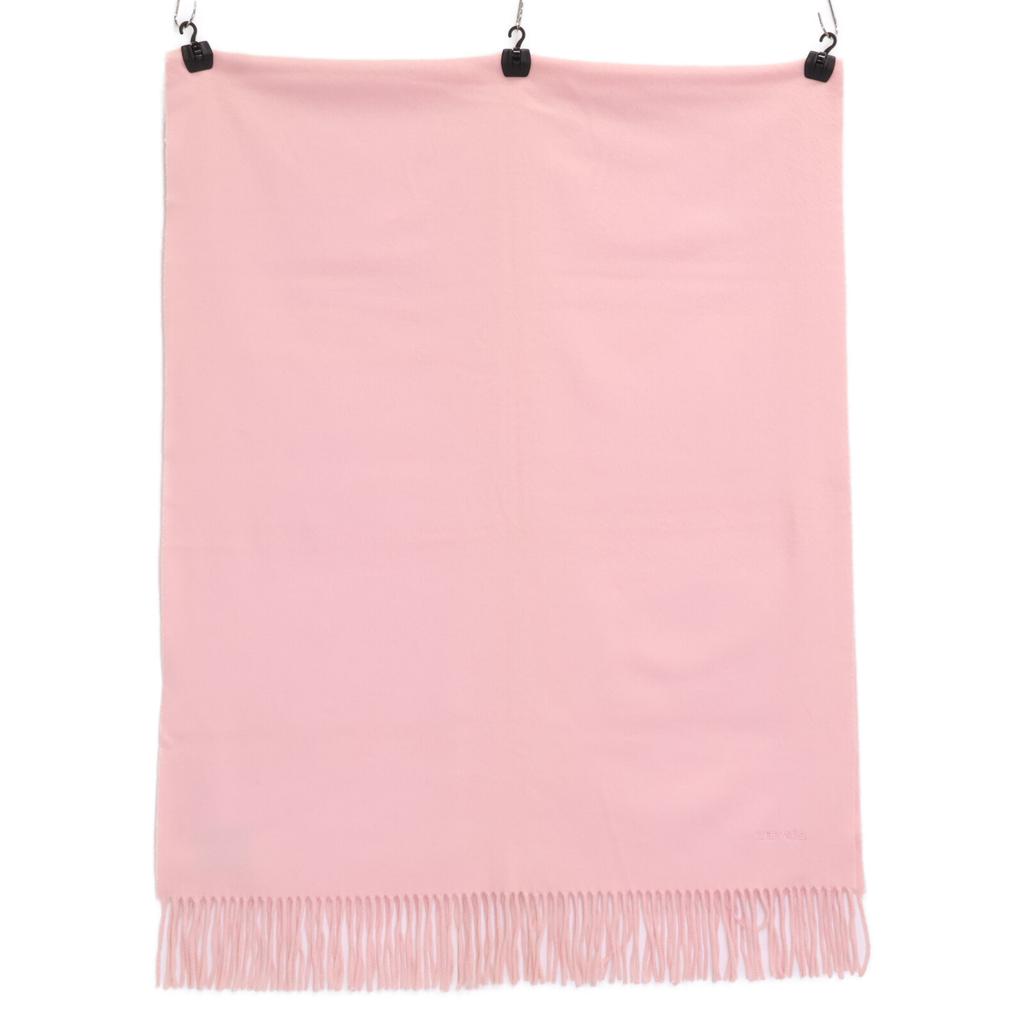 HERMES Embroidered logo, cashmere, fringe Scarf pinkUsed