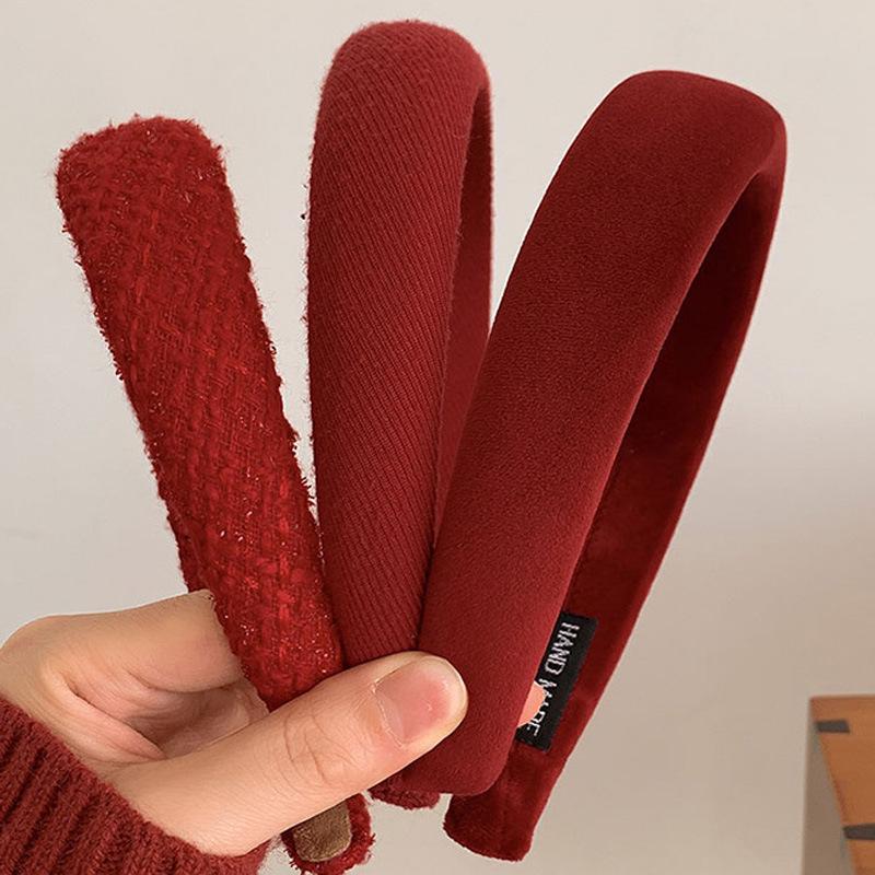 "2022 Retro Red Christmas Headband for Women: High-End Autumn/Winter Style"