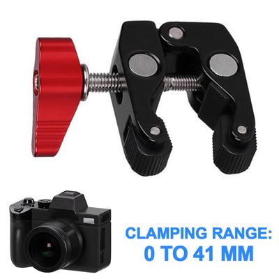Super Halterständer mit 1/4 Zoll und 3/8 Zoll Gewinde Clip Gelenkarm Krallenklemme Super Clip Halter für DSLR Kameras Lichtstativ