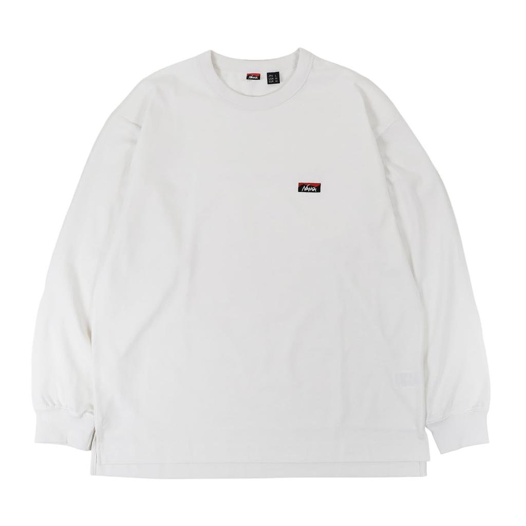 NANGA Men's ECO HYBRID BOX LOGO Long Sleeve T-Shirt, White, Size L