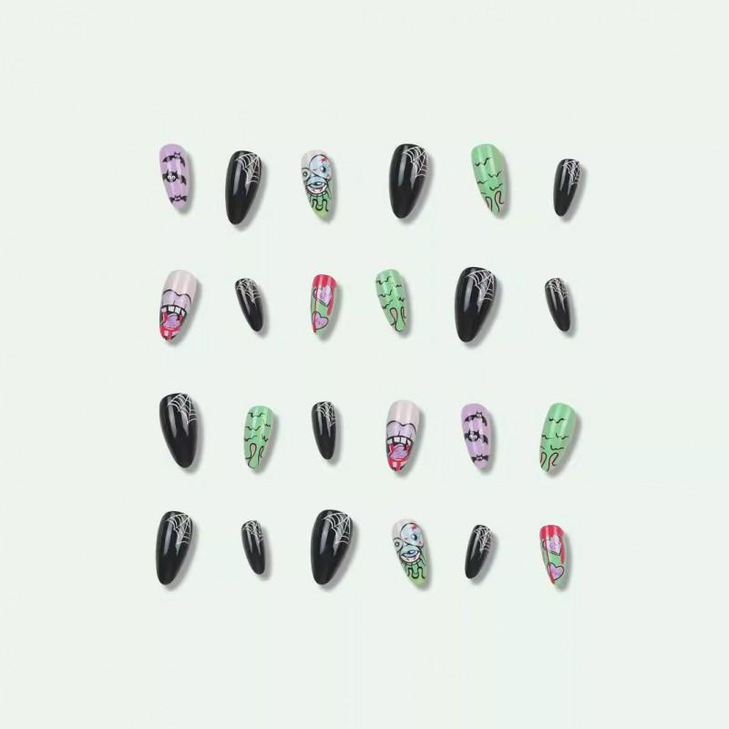 Halloween Spider Nail Art Press-On Nails With Glue Or Jelly Adhesive Trendy Disposable False Festive Costume Party