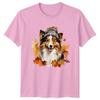 Cozy Autumn Dog Watercolor Art TShirt Sheltie Collie Dog Lover Gift