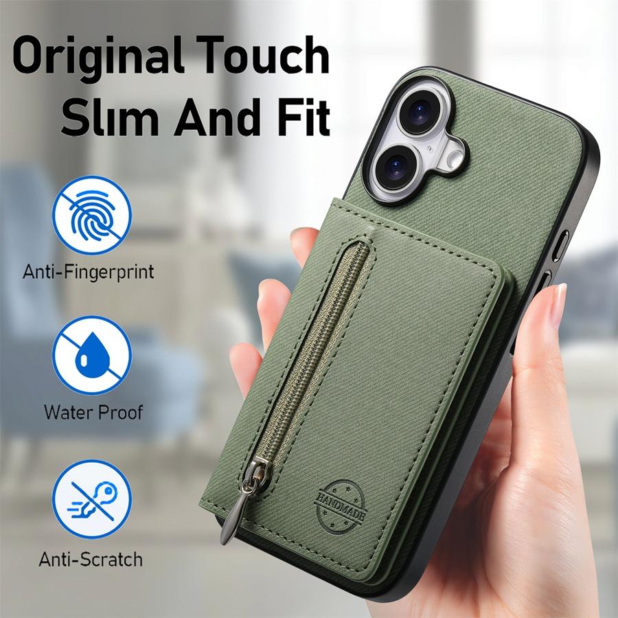 RFID-blokkerende magnetisk telefonveske med kortspor for Samsung S25 Ultra S24 Plus S23 Ultra S22 A13 A14 A15 A16 A56 Cowboy Texture lommebokveske med glidelås